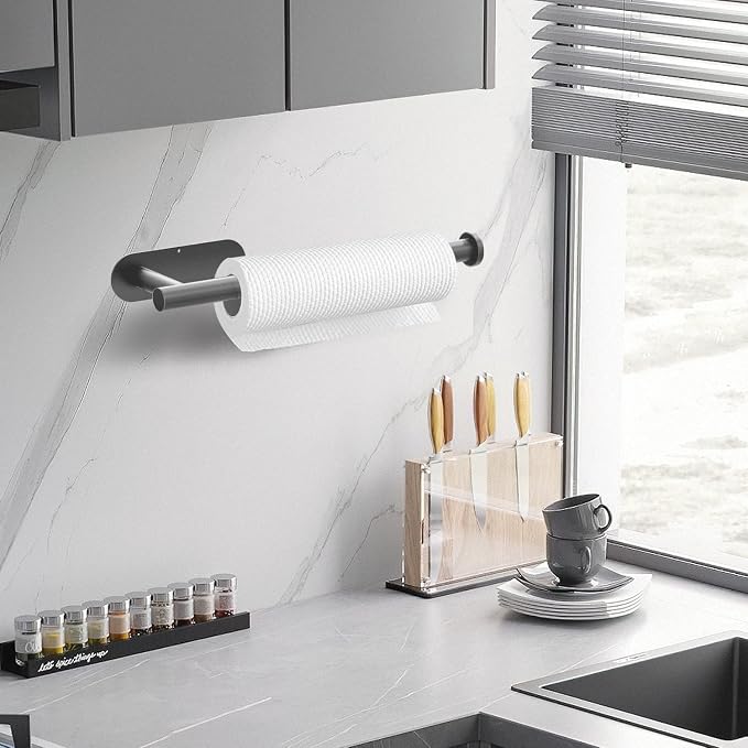 DEKAVA Under Cabinet Wall Mount Paper Towel Holder, Self-Adhesive Bar, - Image 3