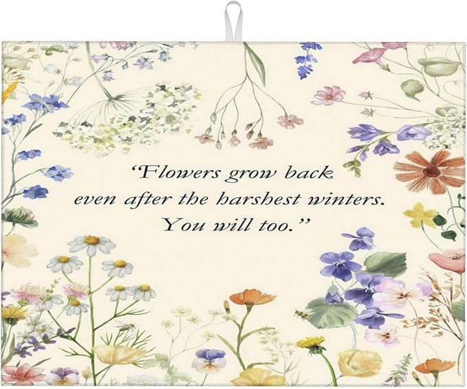 Inspirational Flower Language Dish Drying Mat 18x24 Inch, Microfiber Absorbent by Unknown