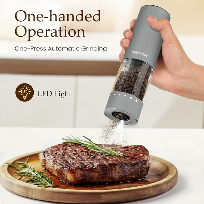 Newise Electric Salt and Pepper Grinder Set, Rechargeable - Image 2