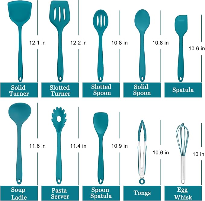 E-far 10 Pieces Silicone Cooking Utensils Set, Heat Resistant Kitchen Utensil - Image 2