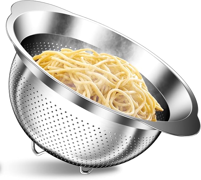 Stainless Steel Colander - 3QT Medium Capacity Strainer by Balavina