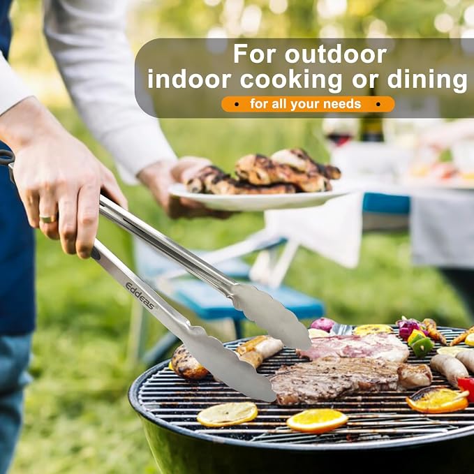 Eddeas Grill Tongs, 17 Inch Extra Long BBQ Tongs, Heat Resistant 600 Degrees - Image 8