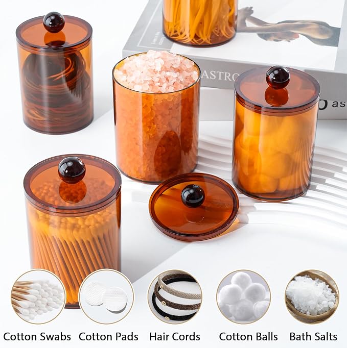 XIPENGKEJI 2 Pack Qtip Holder, Canister Apothecary Jar Set, Bathroom Jars - Image 4