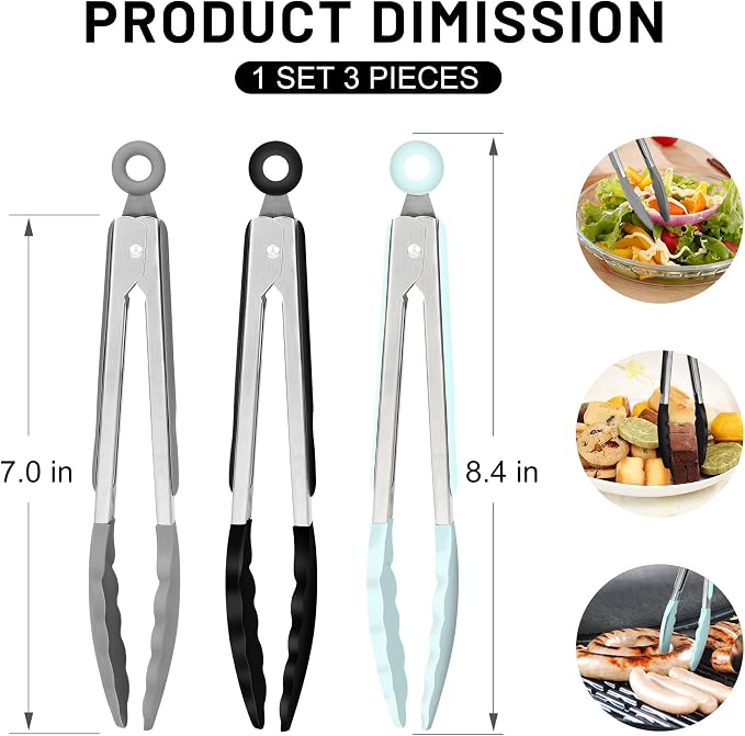 Hotec Mini Silicone Kitchen Tongs - Image 2
