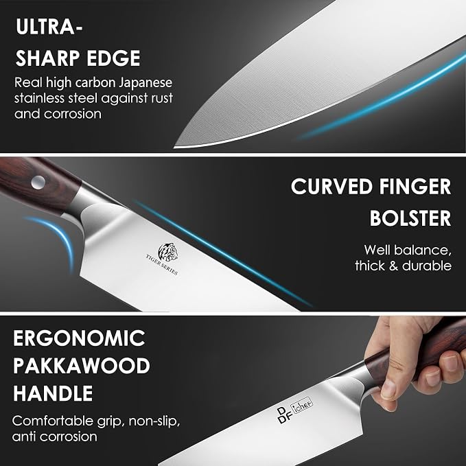 DDF iohEF Chef Knife Sharp Kitchen Knife 8 inch Japanese Stainless Steel - Image 2