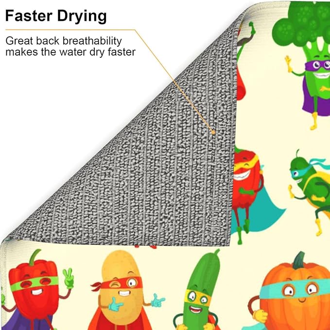 Vegetable Superhero Cartoon Dish Drying Mats - Image 5