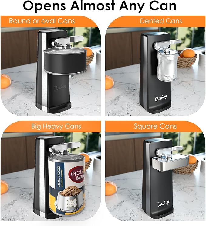 Davivy Electric Can Opener, One Touch Lid Opener, Removable Stainless Steel - Image 4