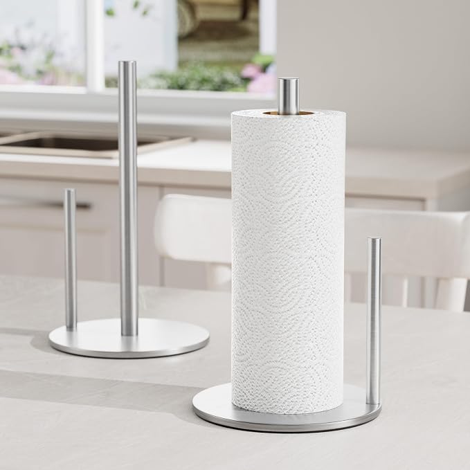 Paper Towel Holder Silver, Premium Stainless Steel Kitchen Roll Dispenser - Image 7