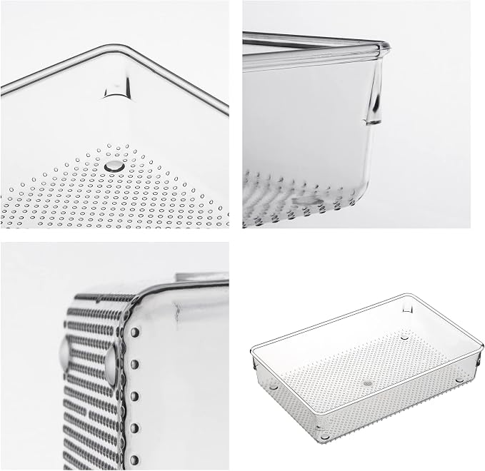 3 Pack Clear Plastic Drawer Organizer Tray Cutlery Utensil Makeups Drawer - Image 6