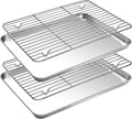 Baking Sheet with Cooling Rack Set, CEKEE Stainless Steel Non Stick Small by CEKEEBakingEasilyHappily