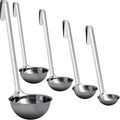 Sturdy, Ergonomic Combo Sizes Ladles 5 Pk. 1 2 4 6 8 Oz Stainless Steel Ladle by FoodRestaurantSupplies
