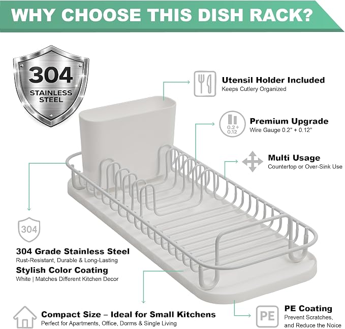 SunnyPoint 304 Stainless Steel NeverRust Compact Dish Drying Rack - Image 5