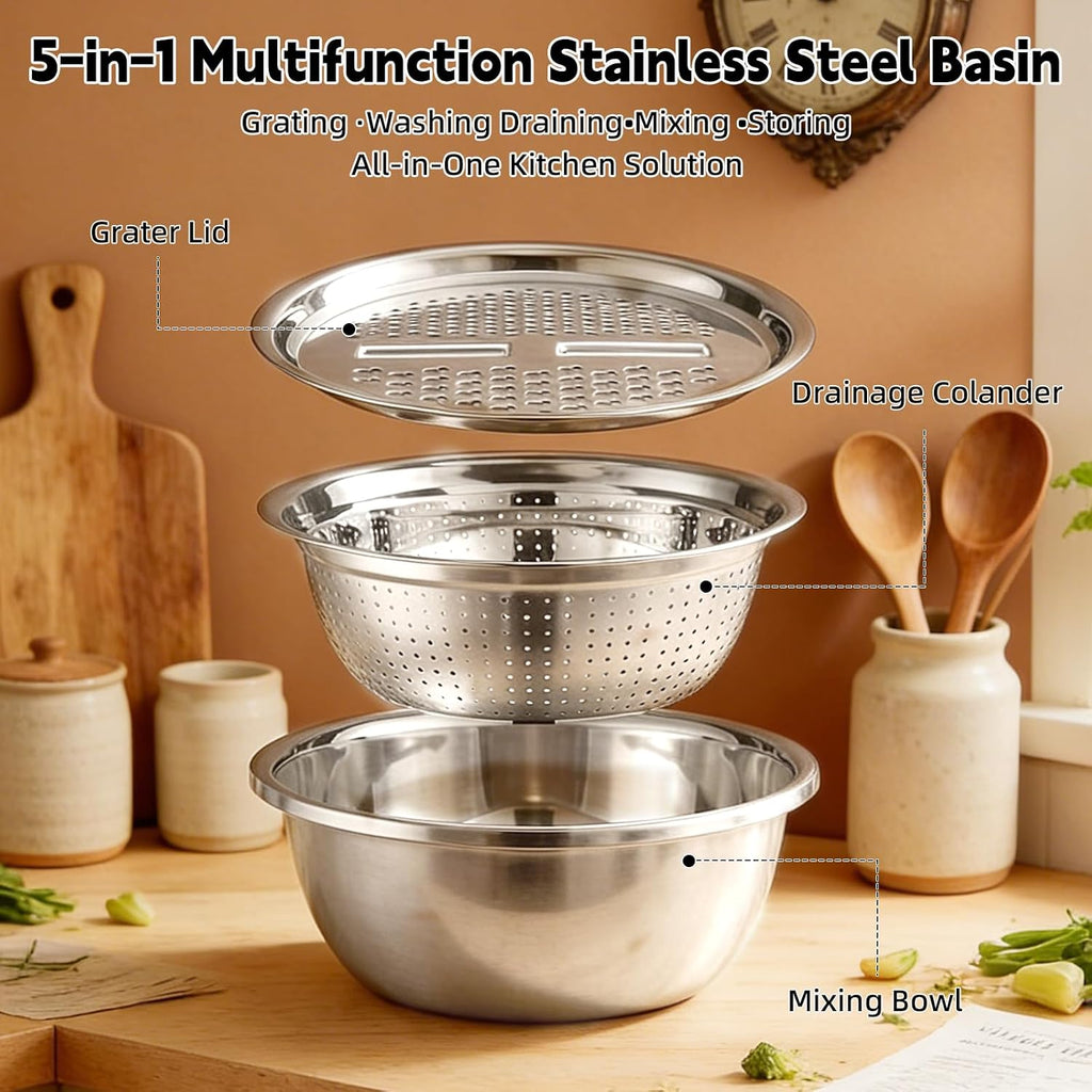 Germany Multifunctional Stainless Steel Basin - 2026 New 3-in-1 Grater