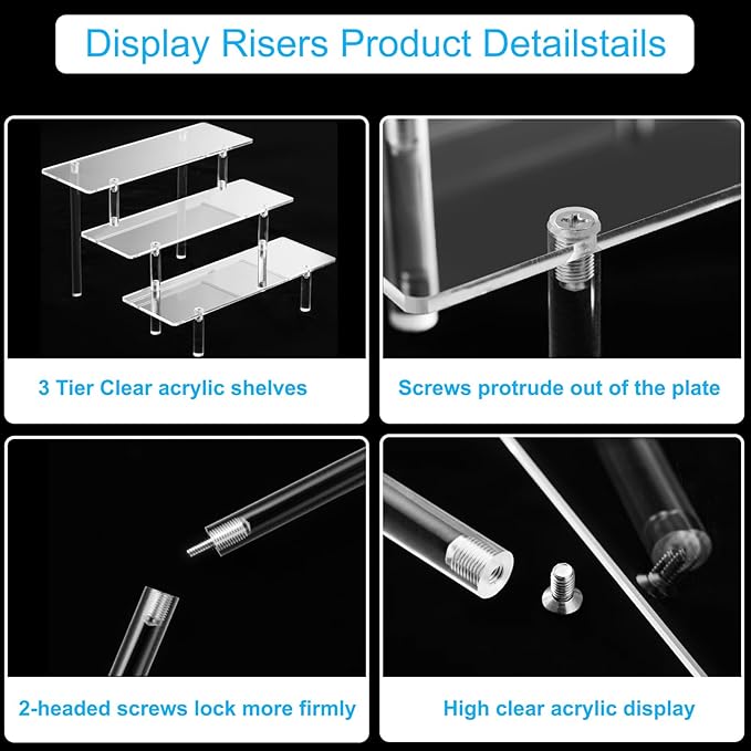 HENABLE Acrylic Display Risers, Acrylic Perfume Stand Organizer, Tabletop Use - Image 4