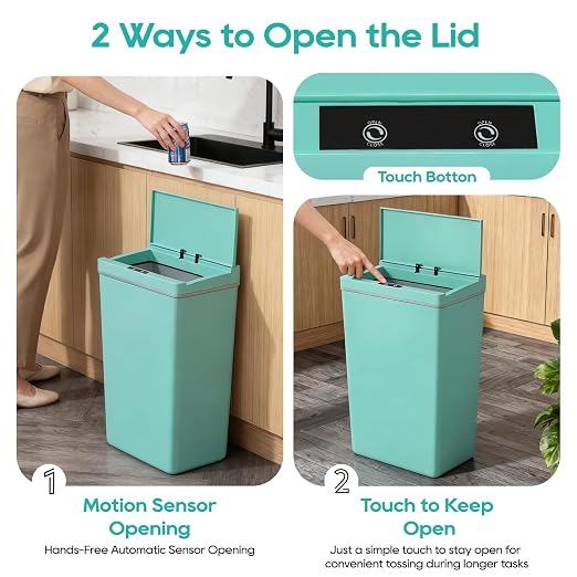 BestOffice 13 Gallon Trash Can Plastic Kitchen Trash Can Automatic Touch Free - Image 4