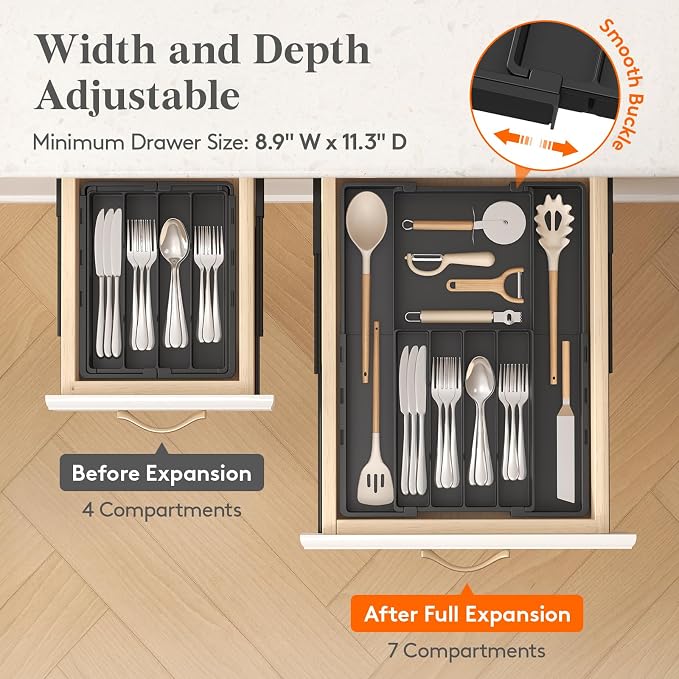 Lifewit Silverware Drawer Organizer, Expandable Utensil Tray - Image 6