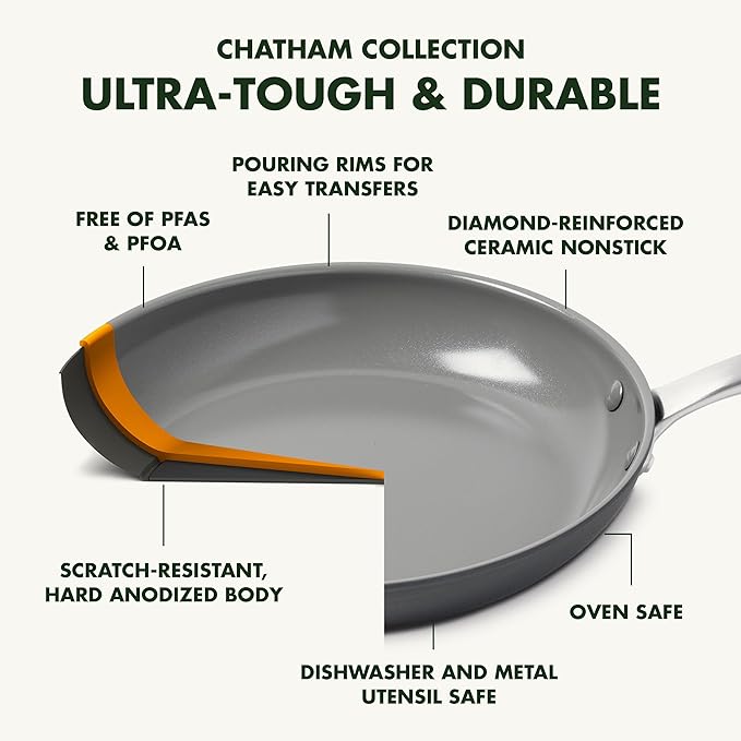 GreenPan Chatham Hard Anodized Healthy Ceramic Nonstick 10 Piece Cookware Pots - Image 5