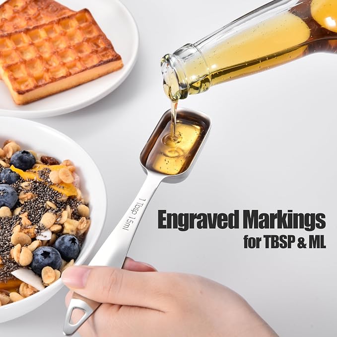 18/8 Stainless Steel Measuring Spoons: Doosu Heavy Duty Rectangular Spoon - Image 5
