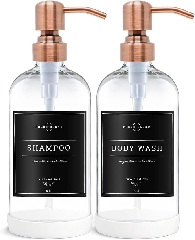 Vine Creations Clear Glass Soap Dispenser, 2 Pack Kitchen Soap Dispenser Set - Image 7