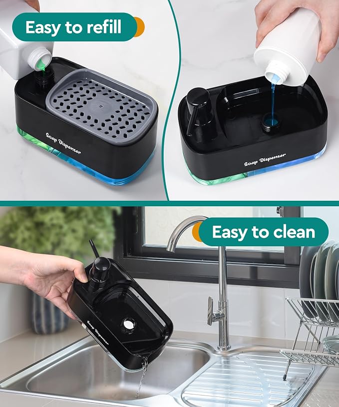 Kitchen Dish Soap Dispenser Set，Dish and Hand Soap Dispenser - Image 4