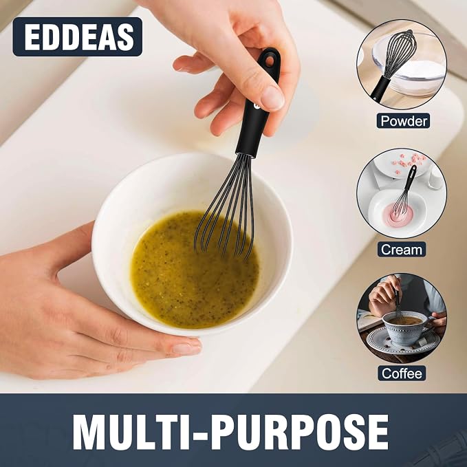 Eddeas Mini Silicone Whisk, Small Silicone Whisk 7+9in, BPA free Non Scratch - Image 5