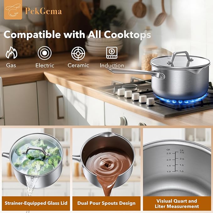 PekGema Stainless Steel Saucepan 3 Quart - Image 8