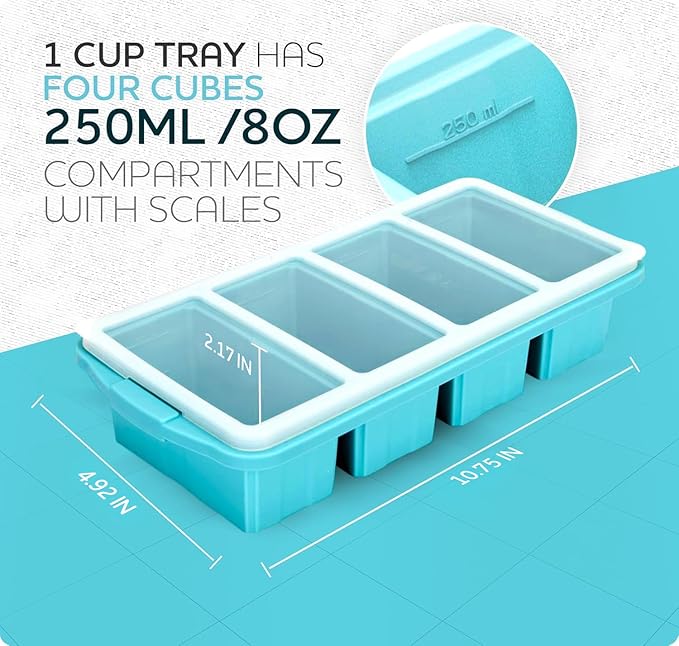 Silicone Freezer Tray With Lid-Soup Freezer Container molds-Large Ice Cube Tray - Image 5
