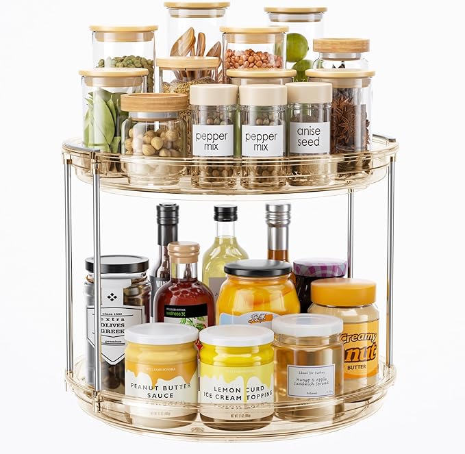 LAMU 2 Tier Lazy Susan Turntable Organizer 10.6'' Rotating Spice Rack by YourHome-OrganizationHelper