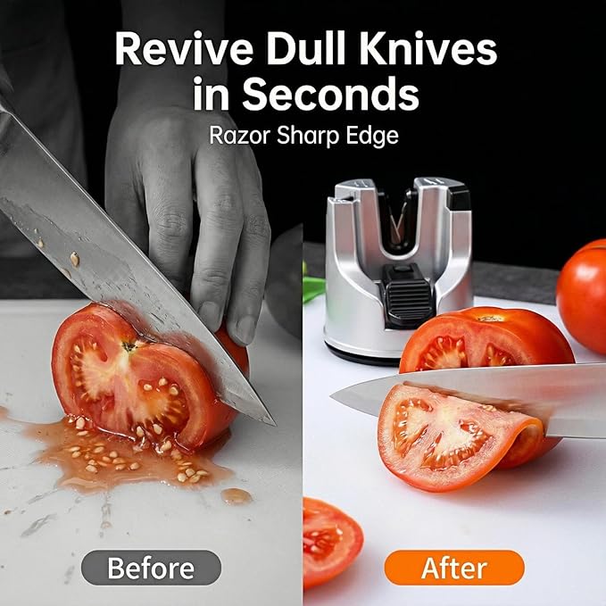 Knife Sharpener for Kitchen Knives, 3-Stage Suction Cup Sharpening Tool for - Image 4