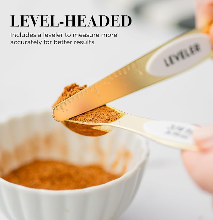 White and Gold Magnetic Measuring Spoons – Stainless Steel Double Sided - Image 4