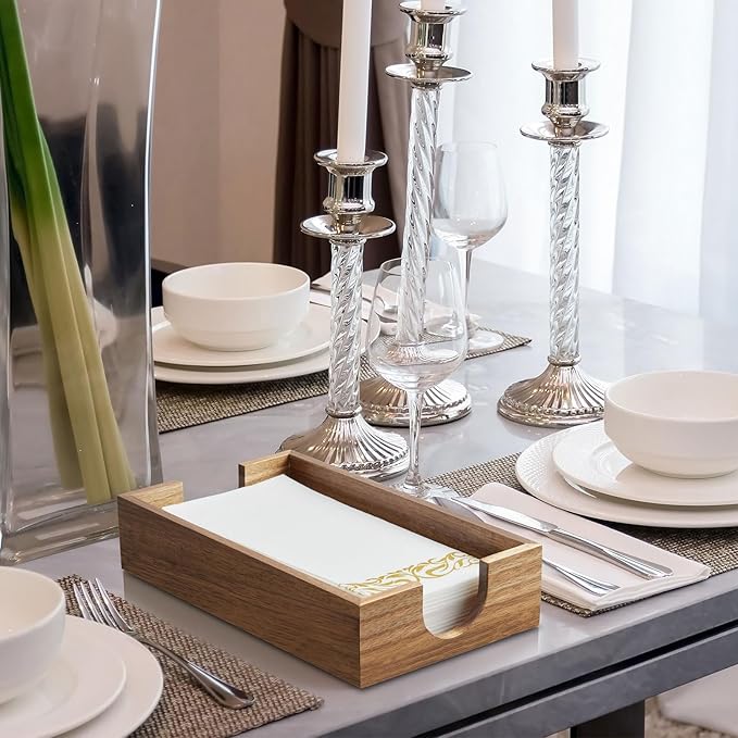 Napkin Holder for Bathroom, Acacia Wooden Guest Towel Holder Tray for Bathroom - Image 5