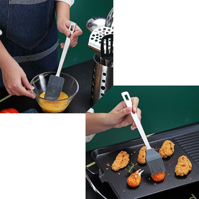 Cooking Spoon, Berglander 6 Pieces Spatula Set Stainless Steel, Metal Spatula - Image 7