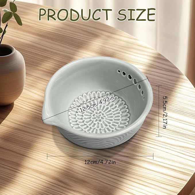 Grater Plate, 3 in 1 Ceramic Ginger Grater Bowl - Image 2