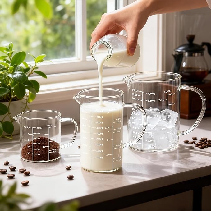 77L 5 Pack Glass Measuring Cup Set, High Borosilicate Liquid Glass Measure Cup - Image 2