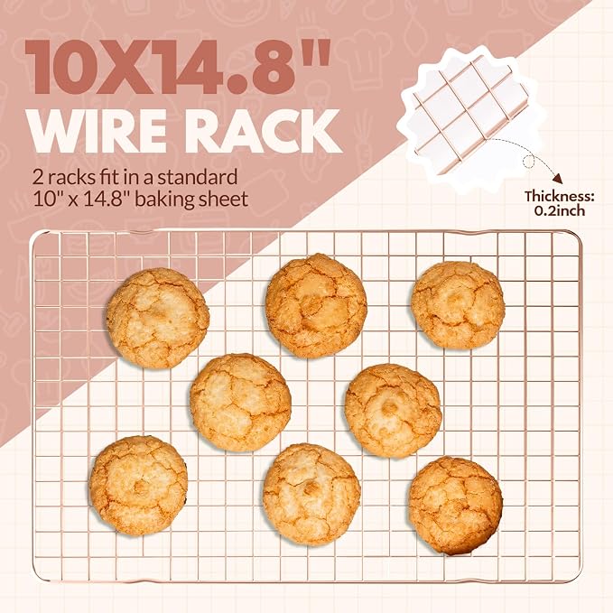 2 PCS Cooling Racks for Cooking and Baking, 14.8x10 Inches Stainless Steel - Image 2