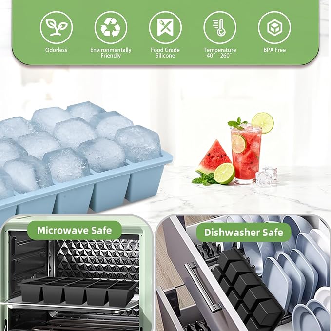 Ice Cube Trays for Freezer, 3 Pack Easy Release Slicone Ice Cube Tray - Image 5