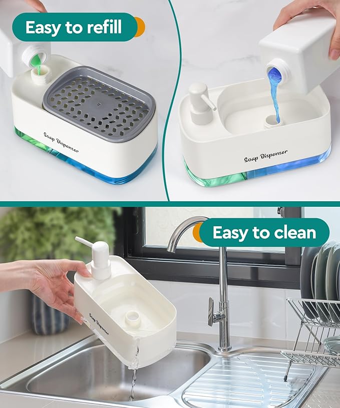 Kitchen Dish Soap Dispenser Set，Dish and Hand Soap Dispenser - Image 4