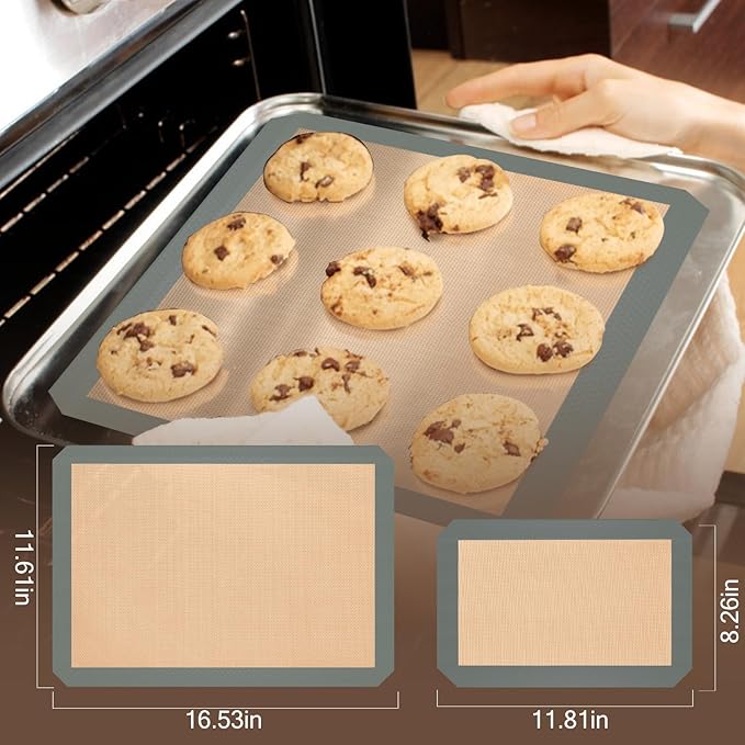 Silicone Baking Mat, 3 Pack Reusable Baking Sheet, Non-Stick ＆ Food Safe - Image 2