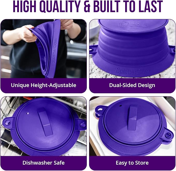 L.I.Q Silicone Splatter Guard – Fits 8 and 10 Inch Pots – Microwave Safe and - Image 4