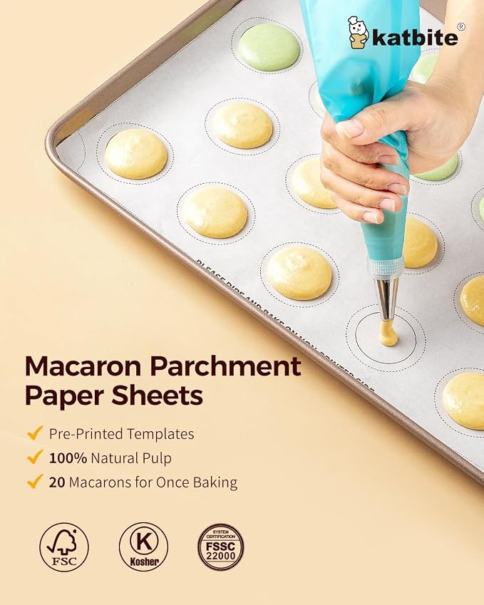 Katbite 100 Macaron Parchment Sheets Template Baking, Cookie Parchment - Image 4