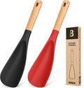 Cooking Spoon for Nonstick Cookwares, Wood Handle Spoon for Mixing, and Scrape by BADIANO