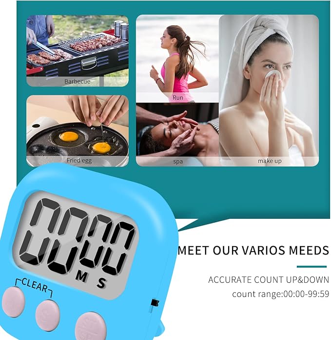 12 Pack Small Digital Kitchen Timer Magnetic Back and ON/Off Switch, Minute - Image 6