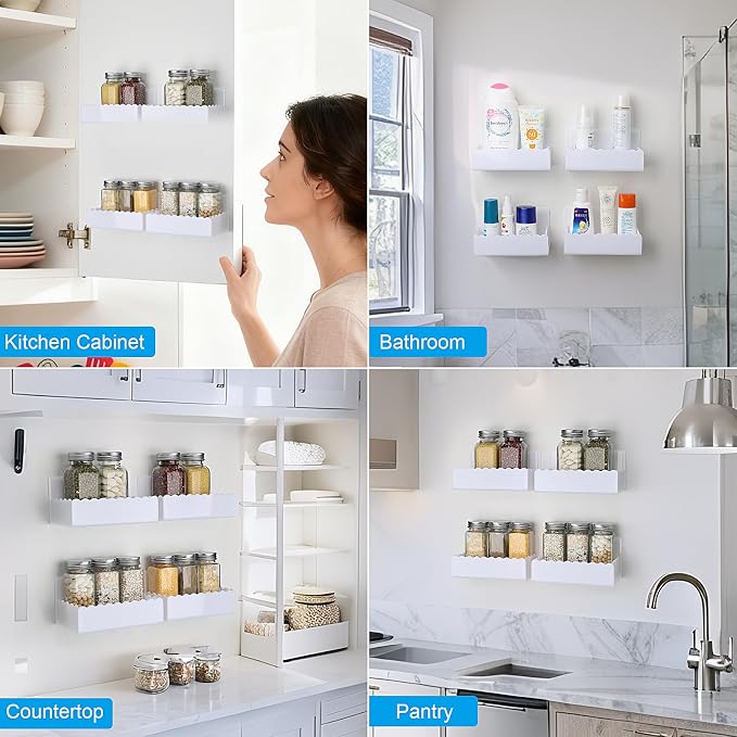 12 inch Spice Rack Wall Mounted, 4 Pack Spice Organizer Shelf - Image 5