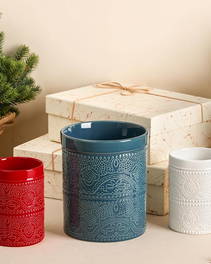 FUN ELEMENTS Kitchen Utensil Holder, 7.2+5.5" Super Large Utensil Crock Heavy - Image 7