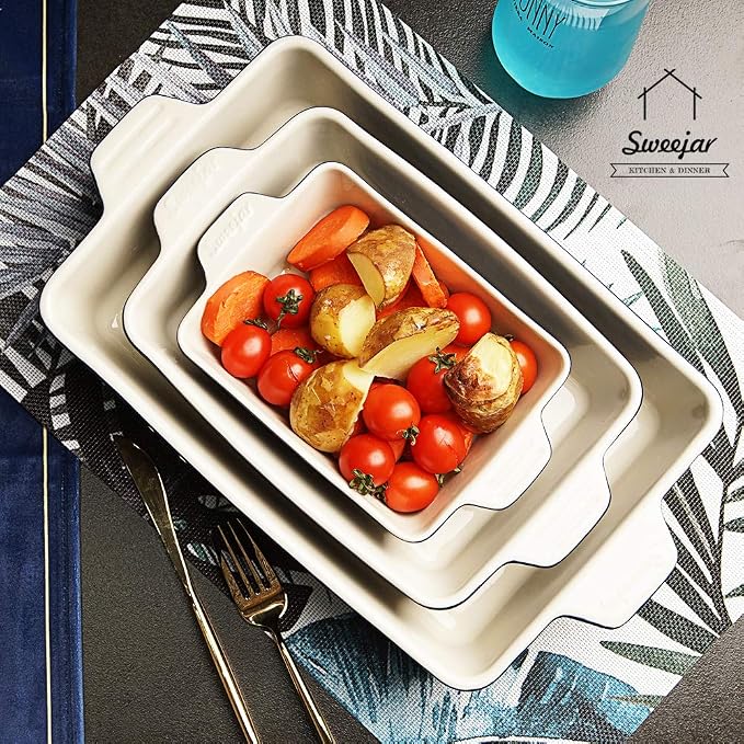 Sweejar Ceramic Bakeware Set, Rectangular Baking Dish - Image 3