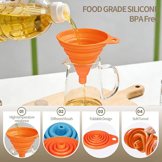 4-Pack Kitchen Funnel Set, Small and Large, Upgraded Kitchen Gadgets - Image 5