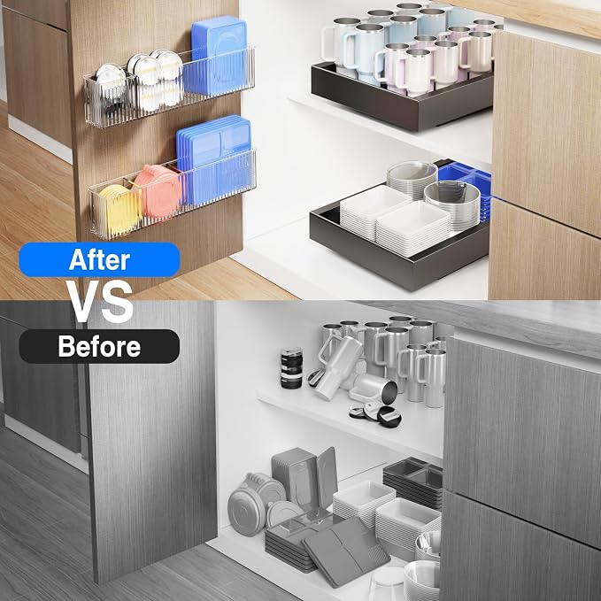 MUSTORN 2 Pack Adhesive Cabinet Door Organizer, Lid Organizers Inside Cabinet - Image 7