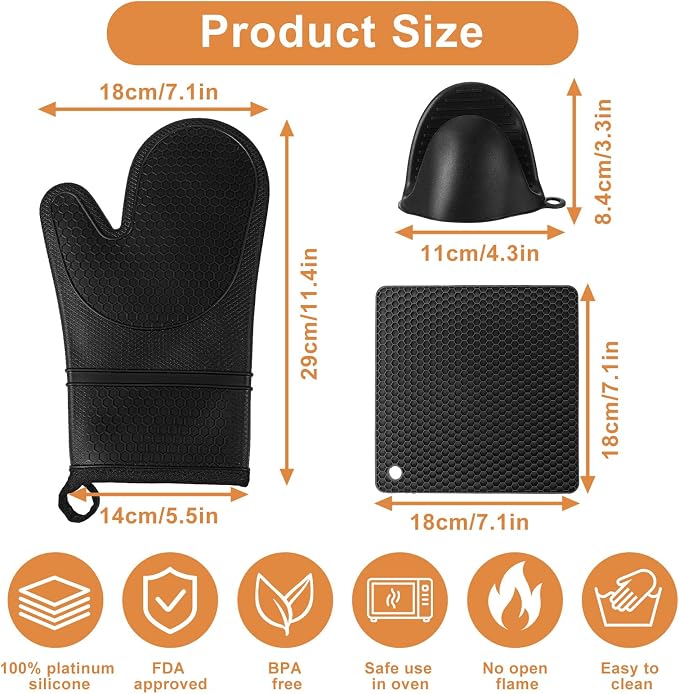 6 Pcs Oven Mitts and Pot Holders Sets - Image 2