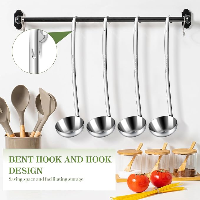 8pcs Stainless Steel Ladle 8 Oz Soup Ladle 14" long Spoon Heavy-Duty Metal - Image 5