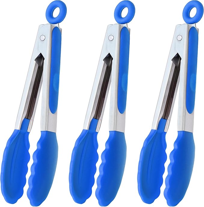 HINMAY Small Tongs with Silicone Tips 7-Inch Serving Tongs by HINMAY